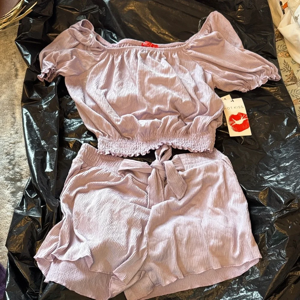 Hot Kiss Light Purple Top and Shorts Set - Picture 2 of 5
